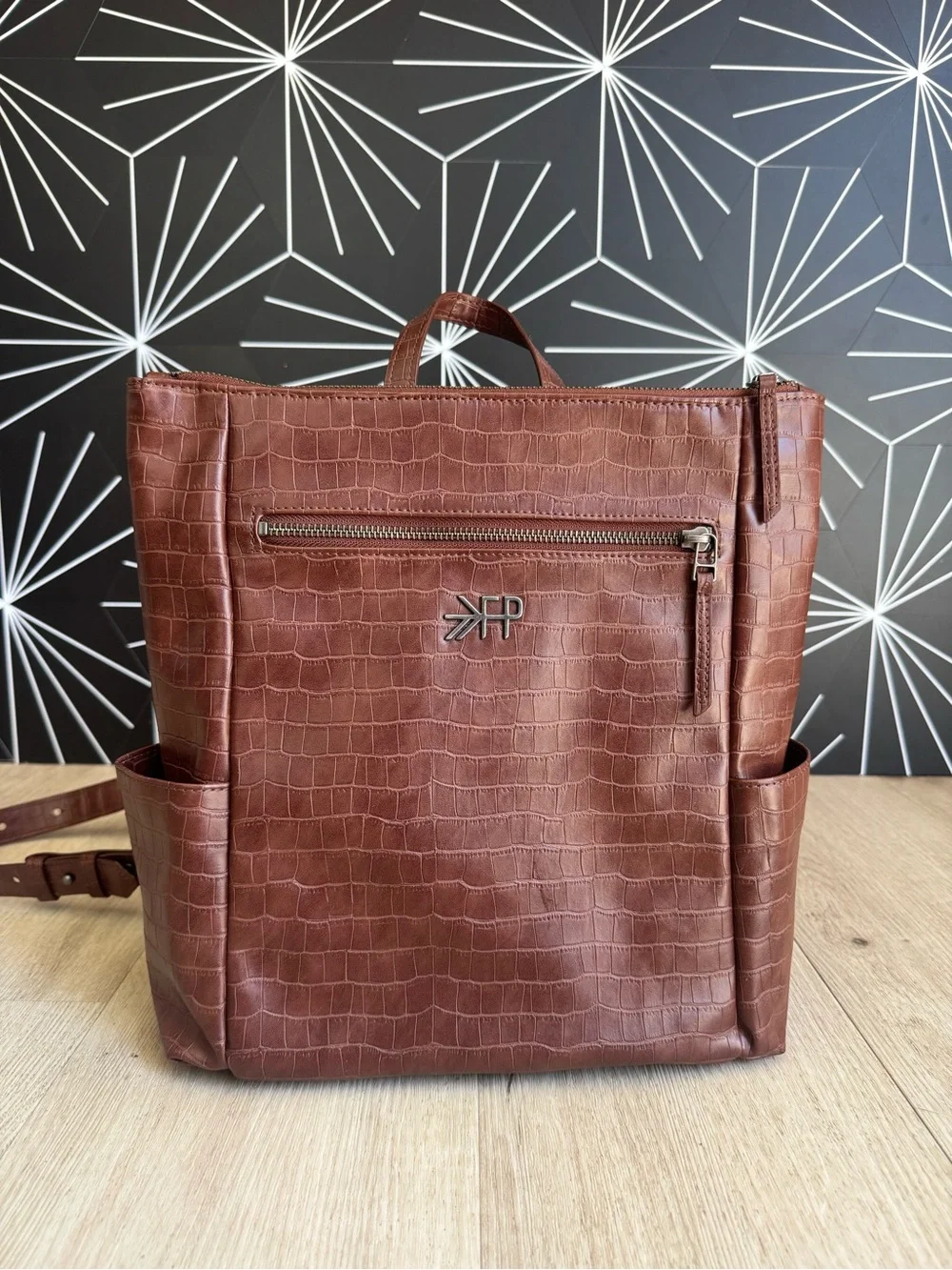 Freshly Picked Mini Minimal Backpack - Chocolate Croc Embossed Vegan Leather